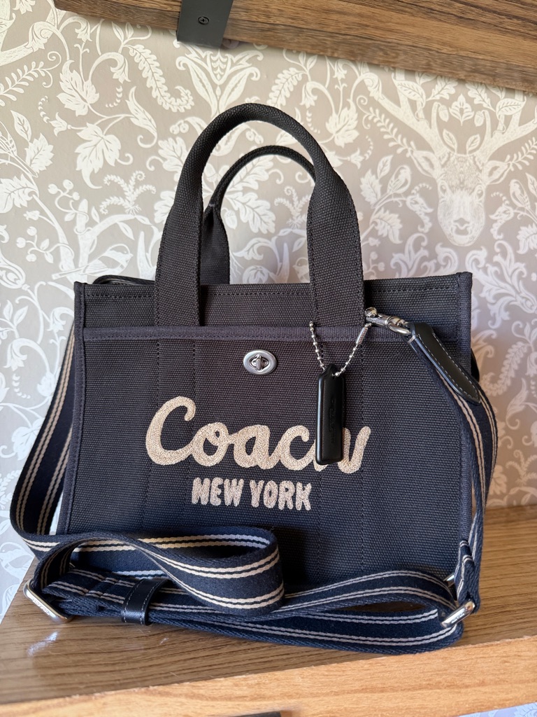 Coach Canvas Cargo Tote 26 W/ Guitar Strap Nwot Cp164 Sold Out Black Silver Hdw